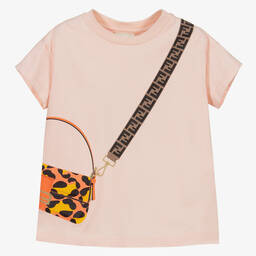 Fendi - Pink Baguette Bag T-Shirt | Childrensalon Outlet Fendi - Pink Baguette Bag T-Shirt | Childrensalon Outlet