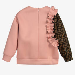Fendi-Pink & Brown FF Sweatshirt | Childrensalon Outlet
