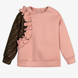 Fendi-Pink & Brown FF Sweatshirt | Childrensalon Outlet