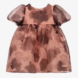 Fendi-Pink Silk Organza Dress Set | Childrensalon Outlet