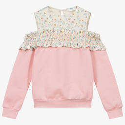 Fendi-Pink Smocked Cotton Sweatshirt | Childrensalon Outlet