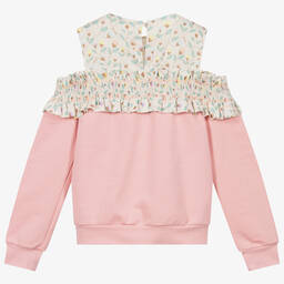 Fendi-Pink Smocked Cotton Sweatshirt | Childrensalon Outlet