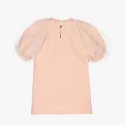 Fendi-Розовая футболка с рукавами из тюля | Childrensalon Outlet