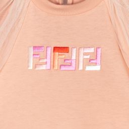 Fendi-Розовая футболка с рукавами из тюля | Childrensalon Outlet