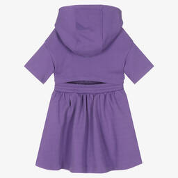 فندي-Purple Cotton Hooded Dress | Childrensalon Outlet