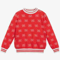 Fendi-Red Cotton & Cashmere Sweater | Childrensalon Outlet