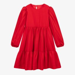 Fendi-Red Wool FF Logo Dress  | Childrensalon Outlet