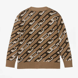 فندي-كارديغان تينز صوف محبوك لون بيج | Childrensalon Outlet