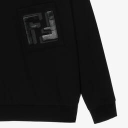 Fendi-Teen Black Cotton FF Logo Hoodie | Childrensalon Outlet
