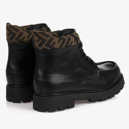 Fendi-Teen Black FF Leather Boots | Childrensalon Outlet