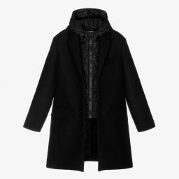 Fendi-Teen Black FF Logo Wool Coat | Childrensalon Outlet