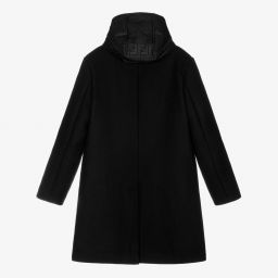 Fendi-Teen Black FF Logo Wool Coat | Childrensalon Outlet