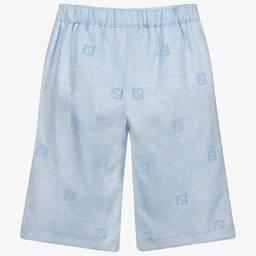 فندي-شورت برمودا تينز ولادي كتان لون أزرق | Childrensalon Outlet