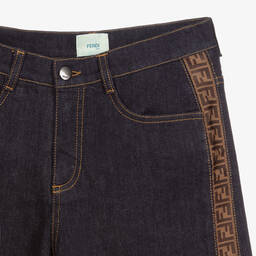 Fendi-Teen Blue Denim FF Logo Shorts | Childrensalon Outlet