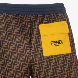 Fendi-Коричневые шорты из неопрена с принтом FF | Childrensalon Outlet