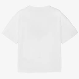 Fendi-تيشيرت تينز ولادي قطن لون أبيض | Childrensalon Outlet