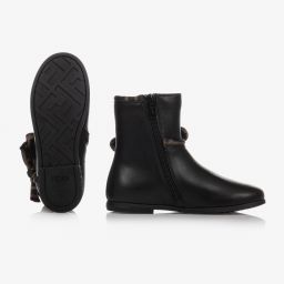 Fendi-Teen Girls Black FF Logo Boots | Childrensalon Outlet