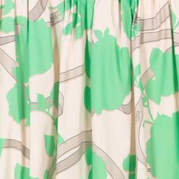 Fendi-تنورة تينز بناتي قطن بوبلين لون بيج وأخضر | Childrensalon Outlet