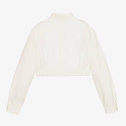 فندي-قميص تينز بناتي قصير قطن بوبلين لون عاجي | Childrensalon Outlet