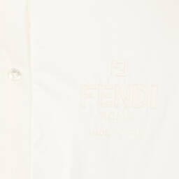 فندي-قميص تينز بناتي قصير قطن بوبلين لون عاجي | Childrensalon Outlet