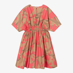 Fendi-Teen Girls Pink & Beige Cotton Logo Dress | Childrensalon Outlet