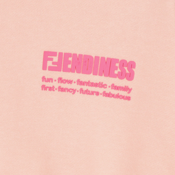 Fendi-توب هودي قصير تينز بناتي قطن جيرسي لون زهري باهت | Childrensalon Outlet