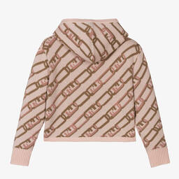 Fendi-Teen Girls Pink Wool Knitted Hoodie | Childrensalon Outlet