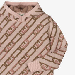 Fendi-Teen Girls Pink Wool Knitted Hoodie | Childrensalon Outlet