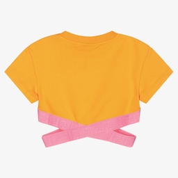 Fendi-Оранжевая укороченная футболка для подростков | Childrensalon Outlet