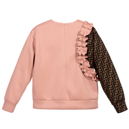 فندي-سويتشيرت نيوبرين لون زهري وبنّي | Childrensalon Outlet