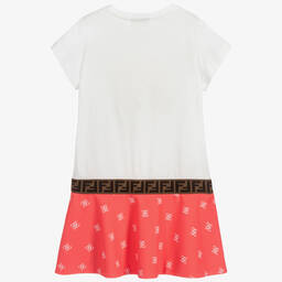 Fendi-Teen White & Pink Logo Dress | Childrensalon Outlet