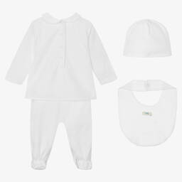 Fendi-White Cotton Babysuit Gift Set | Childrensalon Outlet