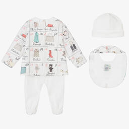 Fendi-White Cotton Babysuit Gift Set | Childrensalon Outlet