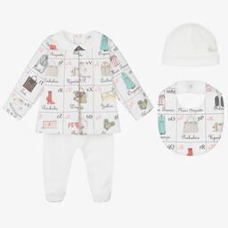 Fendi-White Cotton Babysuit Gift Set | Childrensalon Outlet