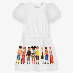 Fendi-White Cotton Jersey Dress | Childrensalon Outlet