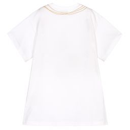 Fendi-White Cotton Logo Bag Dress  | Childrensalon Outlet