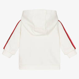 فندي-White Cotton Zip-Up Baby Hoodie | Childrensalon Outlet