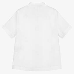 Fendi-White Linen FF Logo Shirt | Childrensalon Outlet