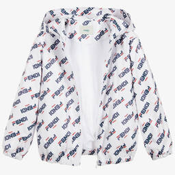 فندي Mania-جاكيت لوغو واقي من المطر لون أبيض | Childrensalon Outlet