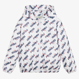 Fendi Mania White Logo Jacket Childrensalon Outlet