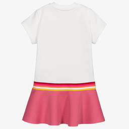 Fendi-Бело-розовое хлопковое платье | Childrensalon Outlet