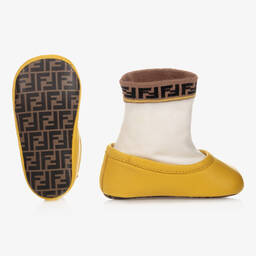 Fendi-Yellow Ballerina Sock Shoes | Childrensalon Outlet