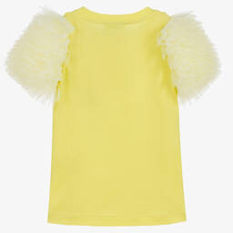 Fendi-Yellow Cotton & Tulle T-Shirt | Childrensalon Outlet