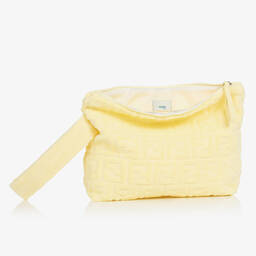 Fendi-Yellow FF Cotton Terry Wash Bag (27cm) | Childrensalon Outlet
