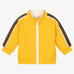 فندي-Yellow Zip-Up Logo Baby Top | Childrensalon Outlet