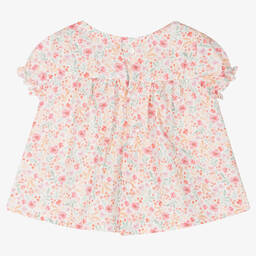 Fina Ejerique-Baby Girls Pink Cotton Floral Blouse  | Childrensalon Outlet
