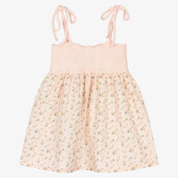 Fina Ejerique-Baby Girls Pink Cotton Floral Dress | Childrensalon Outlet
