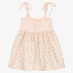 Fina Ejerique-Baby Girls Pink Cotton Floral Dress | Childrensalon Outlet