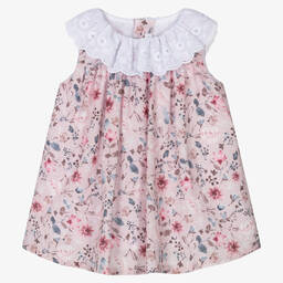 Fina Ejerique-Baby Girls Pink Cotton Floral Dress | Childrensalon Outlet