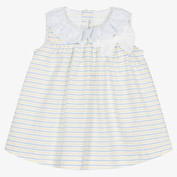 Fina Ejerique-Baby Girls White Cotton Seersucker Dress | Childrensalon Outlet